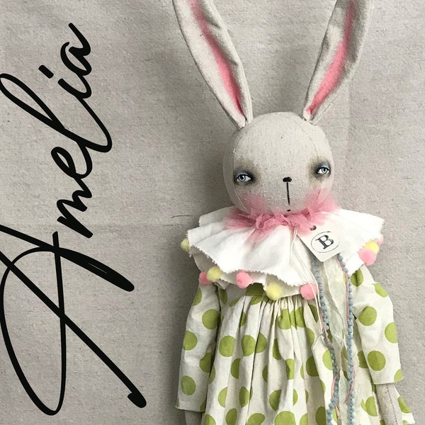 Bunny Rabbit Easter EPATTERN-primitive cloth doll craft digital download sewing pattern-PDF Brenda Sanker