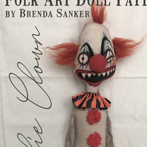 Clown Halloween EPATTERN-primitive cloth doll craft digital download sewing pattern-PDF Brenda Sanker