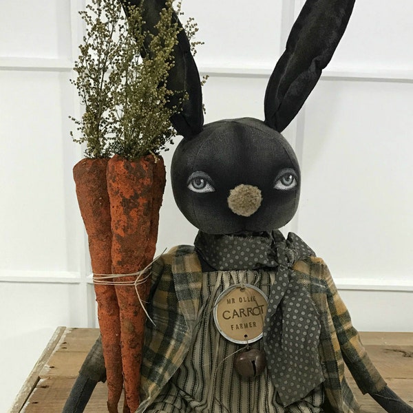 Rabbit EPATTERN-primitive bunny cloth doll craft digital download sewing pattern-PDF Brenda Sanker