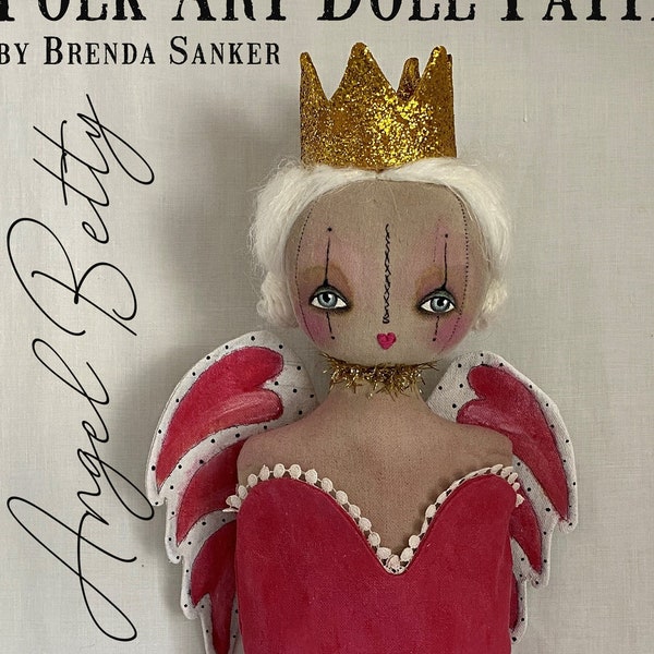 Valentine Angel EPATTERN-primitive cloth doll craft digital download sewing pattern-PDF Brenda Sanker