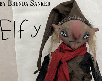 Elf Gnome Christmas Winter PDF PATTERN-primitive cloth doll craft sewing pattern-PDF Brenda Sanker