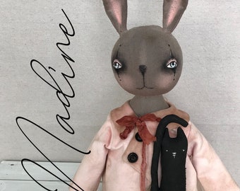 Bunny Rabbit Easter Halloween EPATTERN-primitive cloth doll craft digital download sewing pattern-PDF Brenda Sanker