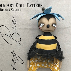 Bee EPATTERN-primitive cloth doll craft digital download sewing pattern-PDF Brenda Sanker
