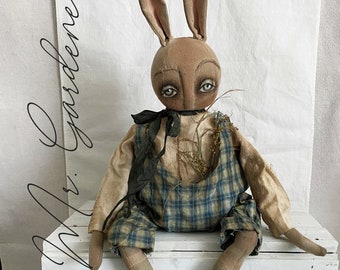 Bunny Rabbit EPATTERN-primitive cloth doll craft digital download sewing pattern-PDF Brenda Sanker