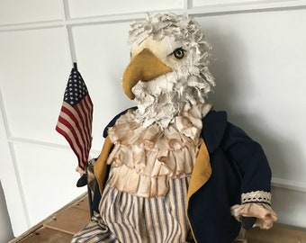 Eagle EPATTERN-primitive eagle USA Liberty cloth doll craft digital download sewing pattern-PDF Brenda Sanker