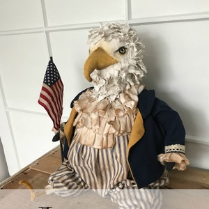 Eagle EPATTERN-primitive eagle USA Liberty cloth doll craft digital download sewing pattern-PDF Brenda Sanker