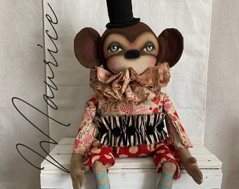 Monkey EPATTERN-primitive cloth doll craft digital download sewing pattern-PDF Brenda Sanker