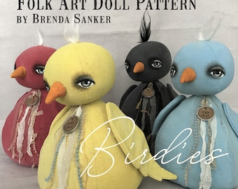 Bird Easter Spring EPATTERN-primitive cloth doll craft digital download sewing pattern-PDF Brenda Sanker