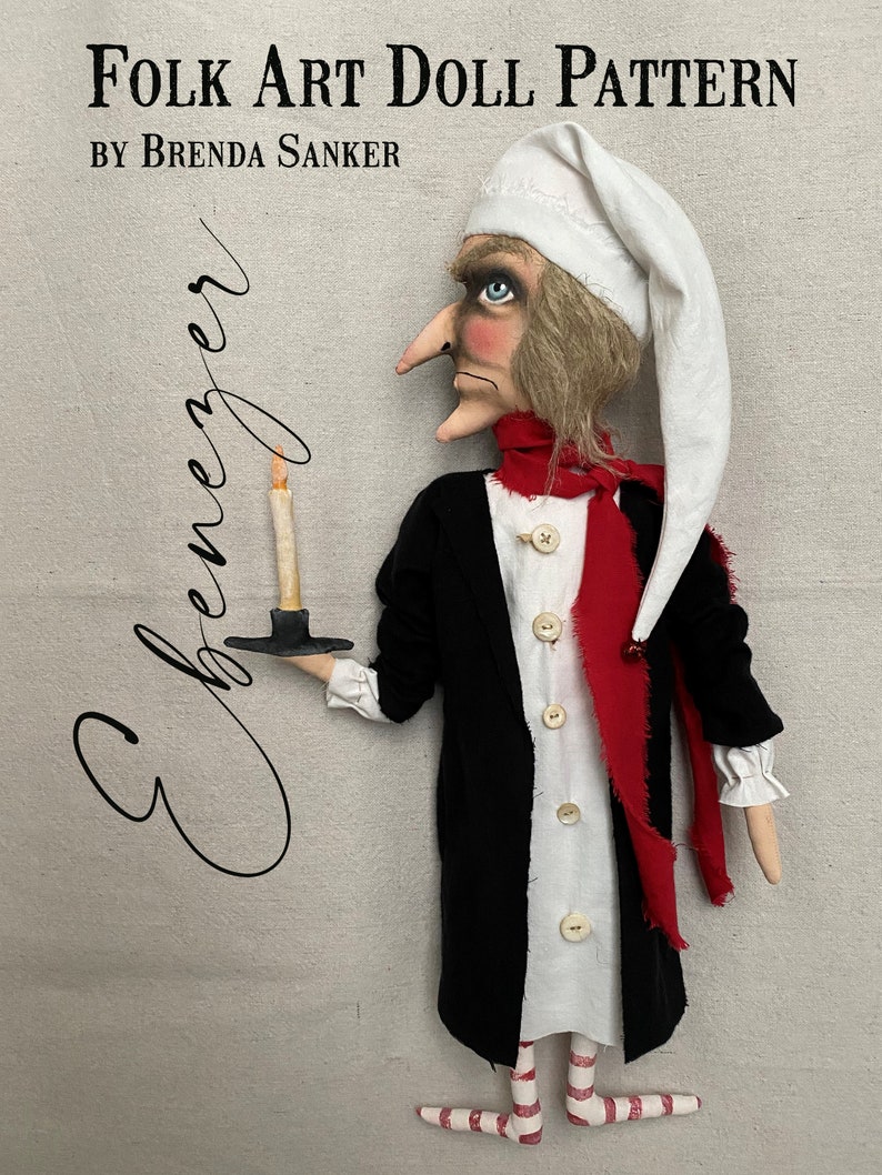 Ebenezer Christmas EPATTERN-primitive cloth doll craft digital download sewing pattern-PDF Brenda Sanker image 1