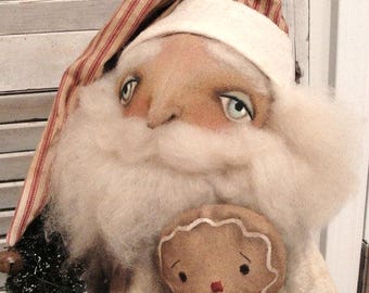 Santa Gingerbread EPATTERN-primitive santa gingerbread cloth doll craft digital download sewing pattern-PDF Brenda Sanker