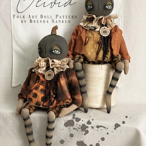 Pumpkin EPATTERN-primitive cloth doll craft digital download sewing pattern-PDF Brenda Sanker image 2