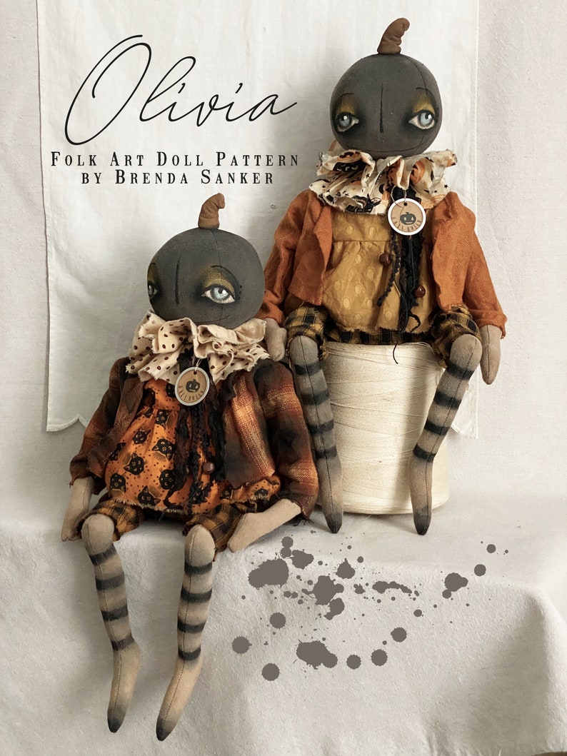 Pumpkin EPATTERN-primitive cloth doll craft digital download sewing pattern-PDF Brenda Sanker image 2