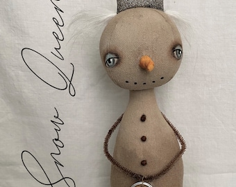 Snow Queen EPATTERN-primitive cloth doll craft digital download sewing pattern-PDF Brenda Sanker