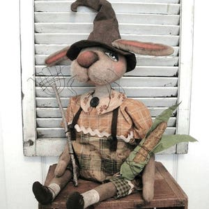 Rabbit EPATTERN-primitive bunny cloth doll craft digital download sewing pattern-PDF Brenda Sanker