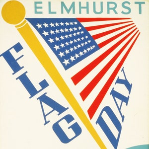 Paint by Number Pattern of Historic WPA Poster/ Elmhurst Flag Day 1939/ SCALED TO 11" x 17"/ Digital Download