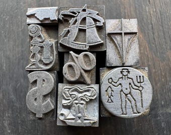 Vintage Metal Letterpress Printing Block – Pick Your Design