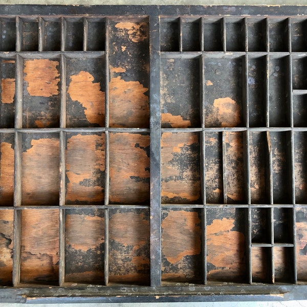 Rare 2/3rds size Antique Letterpress Printers wooden TYPE TRAY