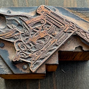 Bloque de impresión tipográfica de cobre antiguo - Pistola grapadora de alta resistencia para proyectos de tapizado, etc.