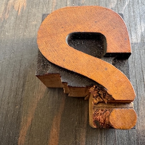 Antike Buchdrucker / Letterpress-Drucker Holzart - Fragezeichen