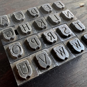 Pick your letters - Antique Letterpress Letter PRINTING BLOCKS - SImple Theater Curtain Presentation Art Deco design