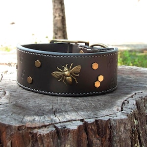 Echtes Leder Hundehalsband | dunkelbraunes Leder | Handgefertigt Leder Hundehalsband | Hundehalsband | Personalisiertes Hundehalsband Haustier Zubehör | 5 cm breit