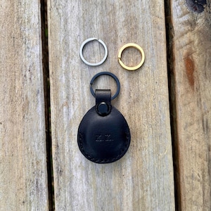 Personalized Leather Air Tag Case: Key Ring, Dog Tag Holder