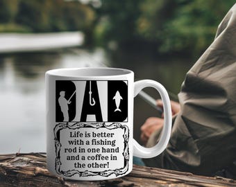 Koffiemok papa vissen, cadeau papa waardering, beker vissen liefhebber, uniek cadeau vader, mok vissen minnaar, vaders verjaardag