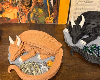 Sleeping Dragon Dice Holder: Nap Twenty, Fantasy RPG Dice Tray, Trinket Storage, Tabletop Gamer