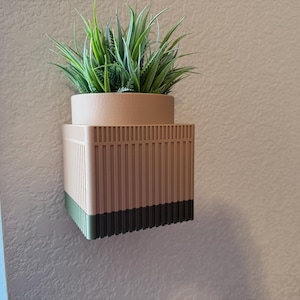 Two-Tone Indoor Wall Planter: Modern Square Design with Hidden Drip Tray