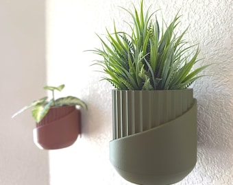 Wall Planter with Hidden Drip Tray, Fluted Curve Design, Multiple Color Choices,  Modern Home Plant Decor, Planters