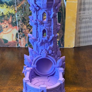 Crystal Tower Dice Roller, Fantasy RPG Dice Accessory with Tray for DND , Daggerheart, Pathfinder