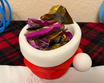 Santa Hat Candy Dish, Christmas Bowl for Treats and Parties Table Decor