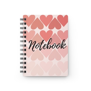 Hearts Spiral Bound Journal, Heart spiral bound notebook, 5x7 spiral bound, Heart notebook