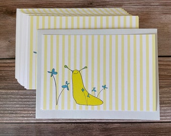 Teacher Note Cards with Envelopes Set of 10 - Summer Slug & Flowers