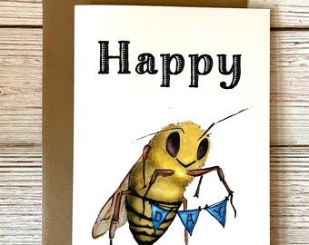 Grattis på bi-födelsedagskort, bi-födelsedagskort, grattis på bi-dagen, honungsbis-födelsedagskort, rolig födelsedag, grattis på bi-dagen, grattis på födelsedagen, biodlare-födelsedagskort