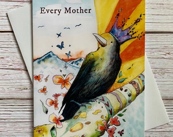 Mother's Day Crow Card - Raven Mothers Day Card - Mothers Day Greeting - For Mom