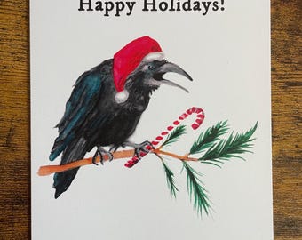 Raven Happy Holidays julkort set med 12