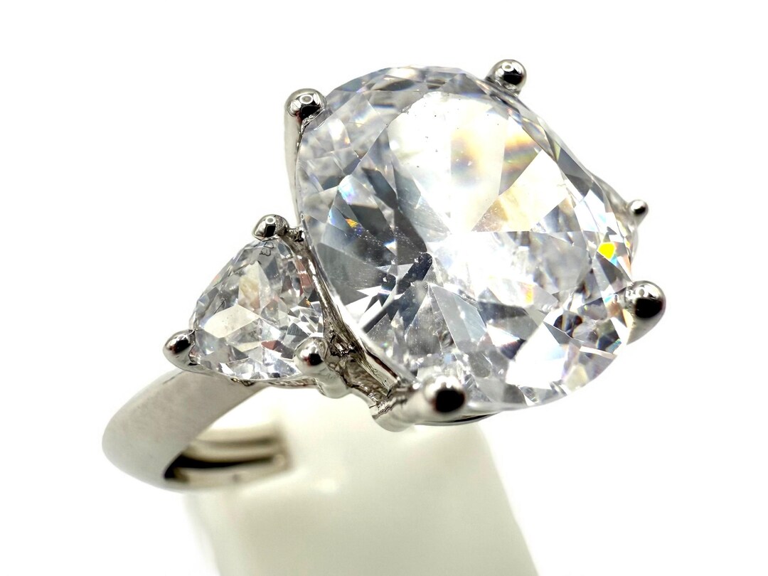 Vintage Nataliya V. Collister CZ Engagement Ring: Oval & Trillion ...