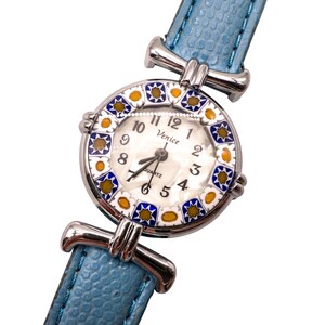 Blue Venetia Murano Millefiori Floral Glass Of Of Venice Vintage Watch, Runs 48820_800.jpg main image 3