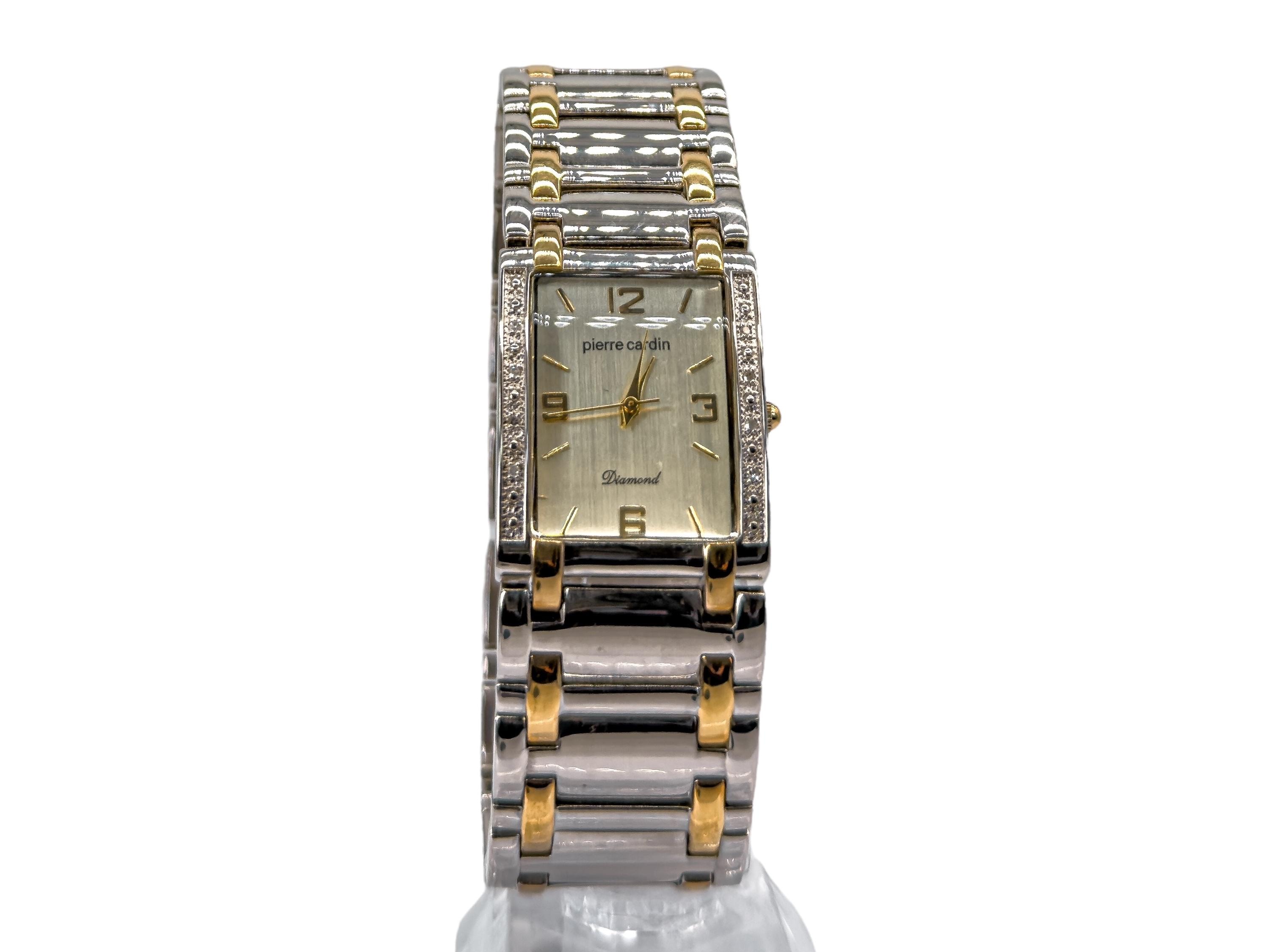 Vintage Pierre Cardin Diamond Accent Watch: Two-tone Art Deco