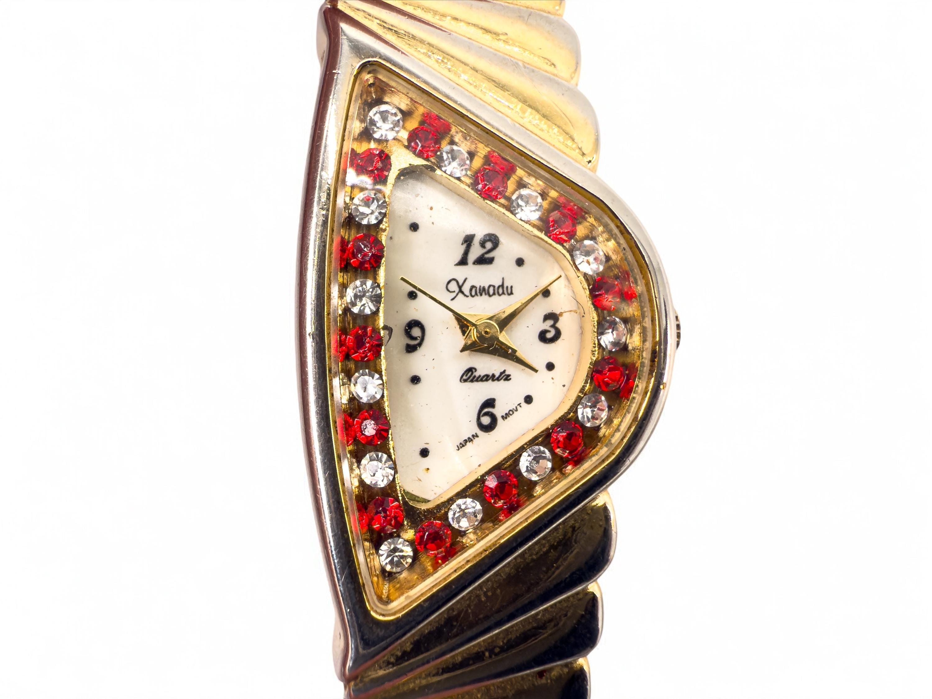 Vintage Xanadu Rhinestone Watch: 1980s Gold Tone 