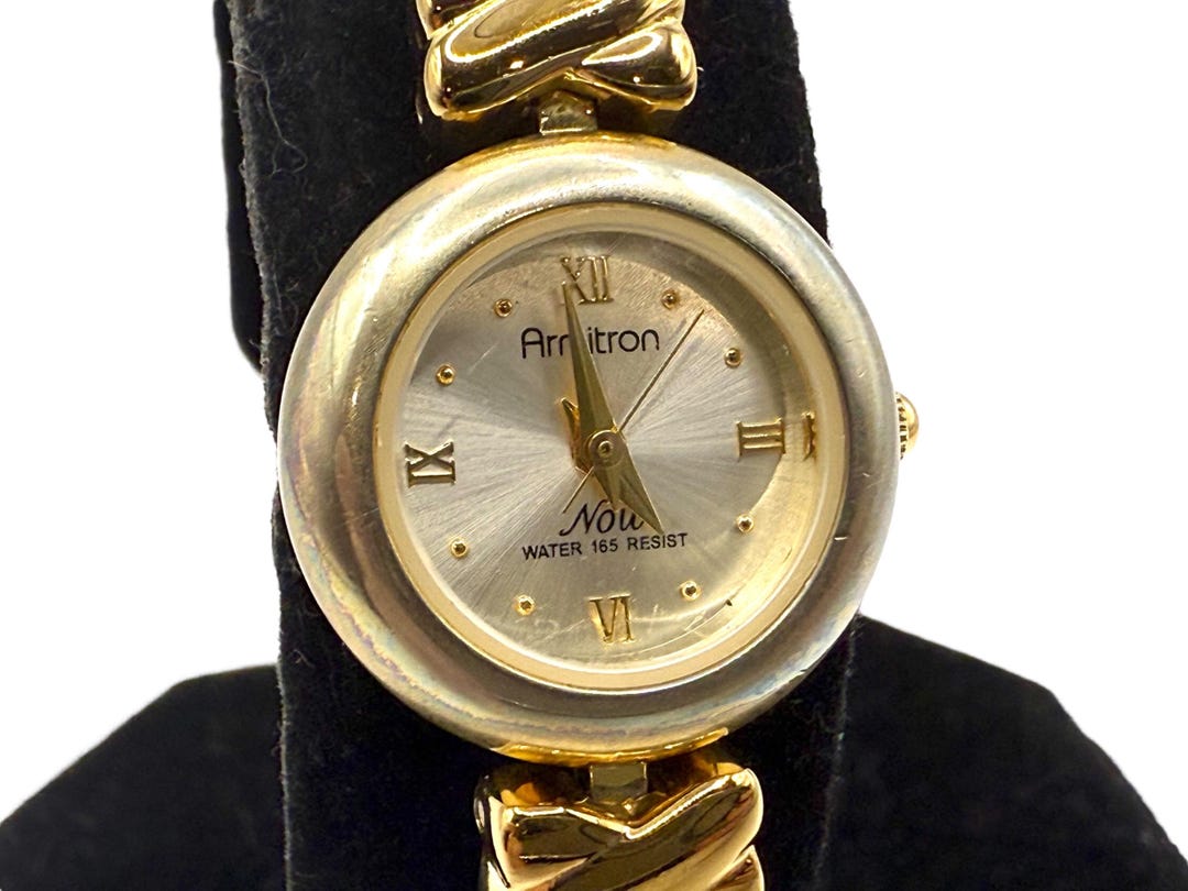 Armitron Vintage Ladies Watch Gold and Silver Tone Cable Bangle