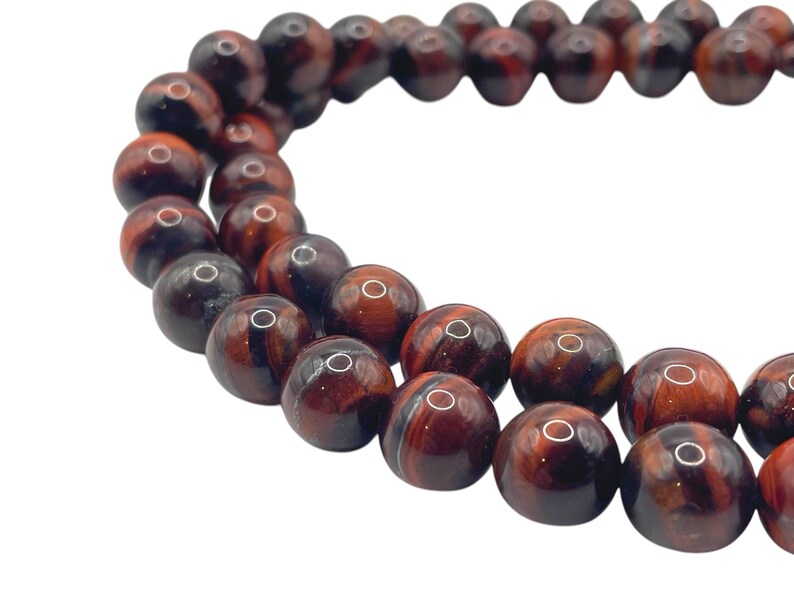 Vintage Red Tiger's Eye Beaded Necklace: Gold Tone Clasp, Earthy Gemstone Strand image 3