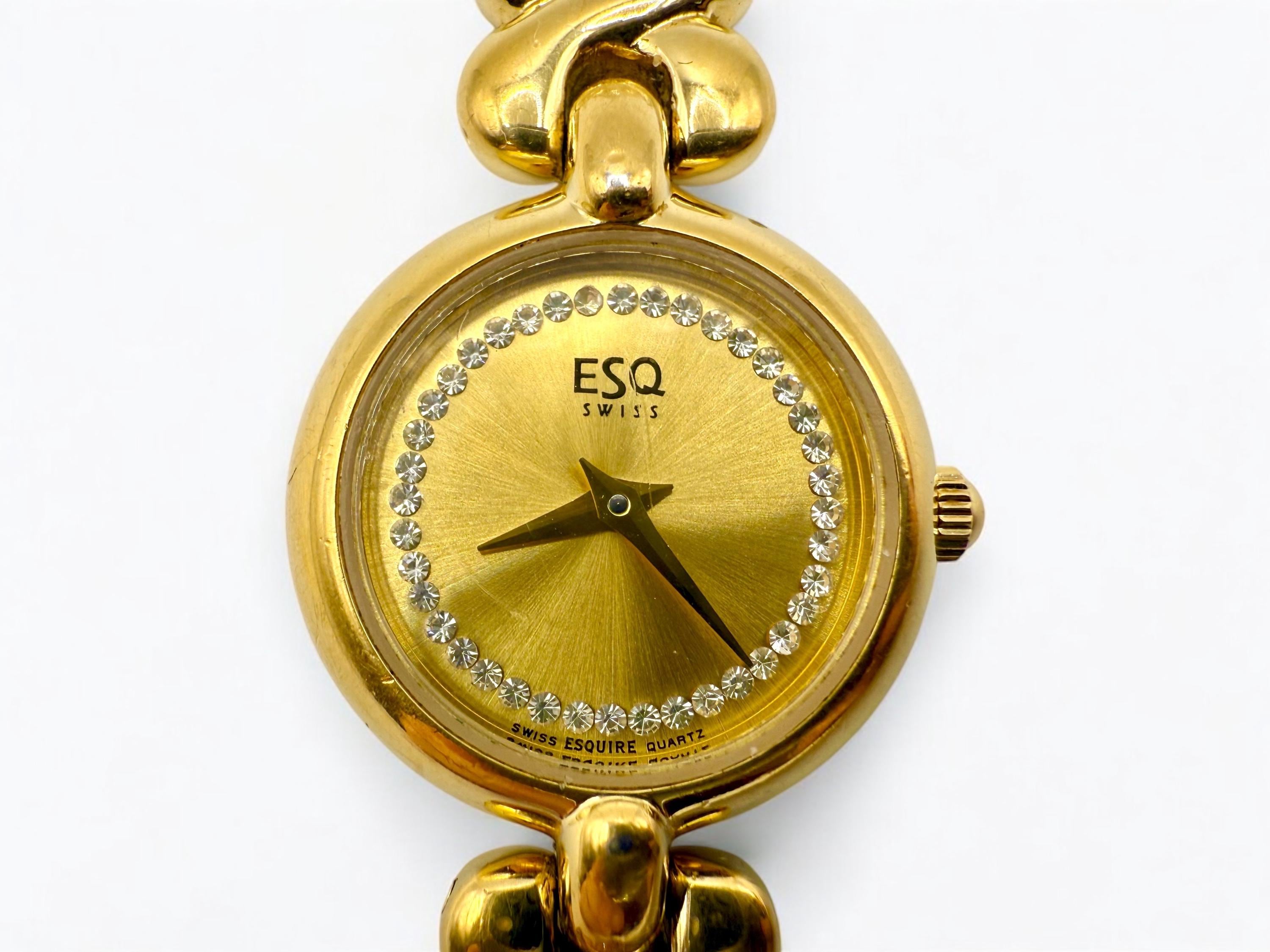 Vintage ESQ Swiss by Movado Women’s Gold-Tone Crystal Accent Bracelet Watch!! ESQ Movado Women main image 3