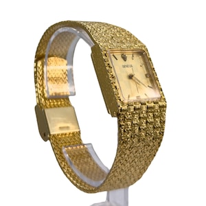 Vintage Geneva Quasar 18KT HGE Gold Tone Watch Checkerboard  display picture 3