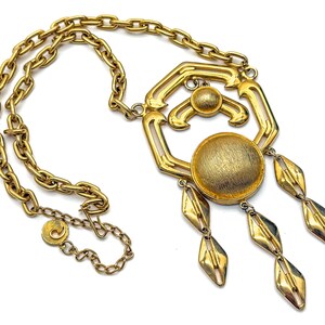 Lisner Vintage Gold Geometric Statement Necklace: 1970s Costume Jewelry
