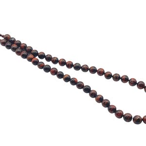 Vintage Red Tiger's Eye Beaded Necklace: Gold Tone Clasp, Earthy Gemstone Strand image 4