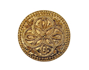 CHANEL 1980s Goossens Era Vintage Gold Ropework Medallion Brooch Series 23 Round Couture Statement Pin