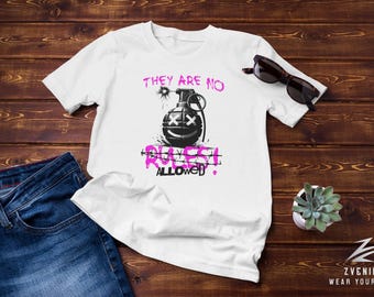 No se permiten reglas, una declaración de buen humor, libertad e individualidad Camiseta unisex 4 colores S-3XL