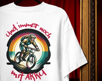Power Up your Ride: camiseta ciclista unisex blanca con rendimiento de bicicleta eléctrica, tallas S-2XL